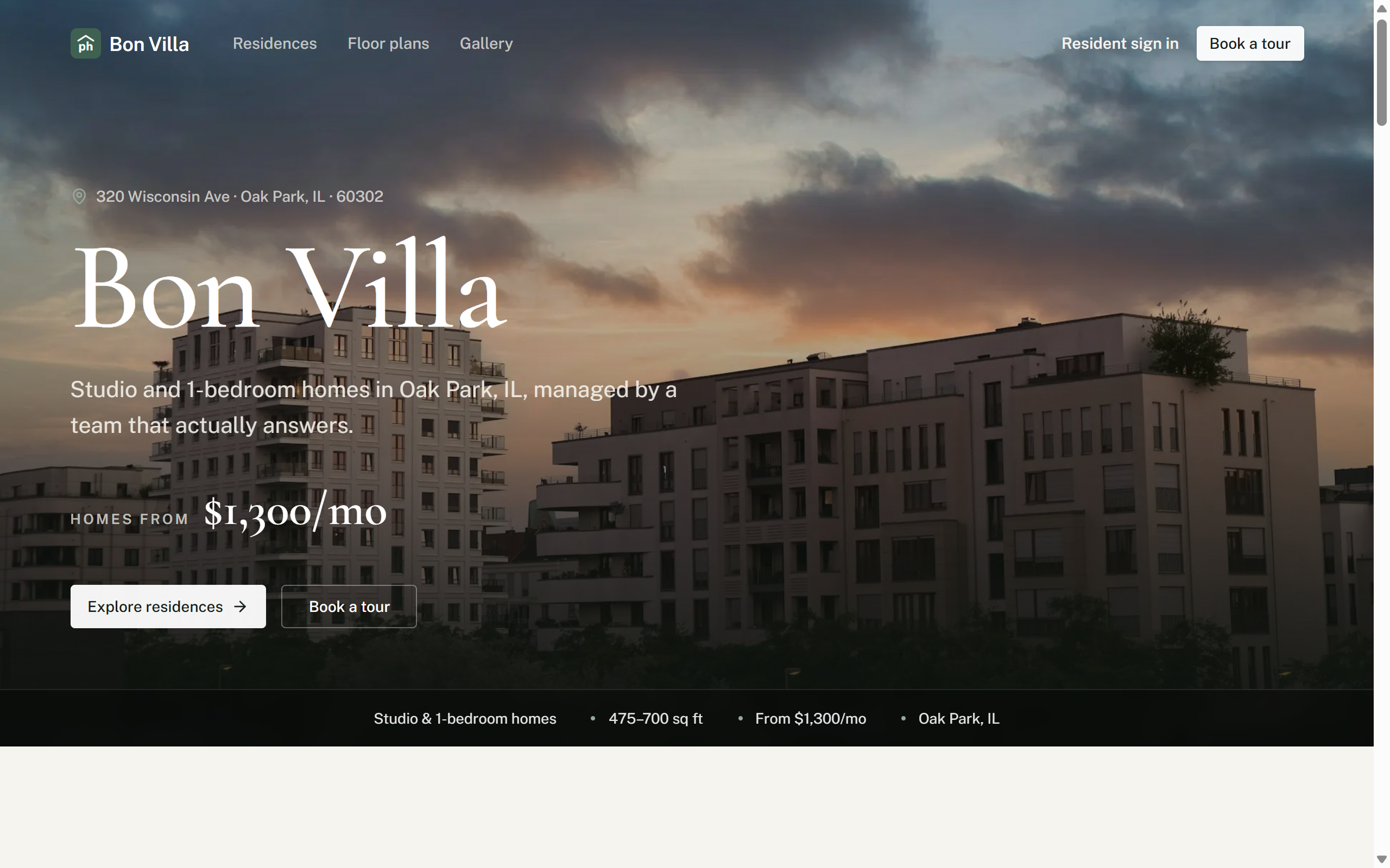 Bon Villa property landing page