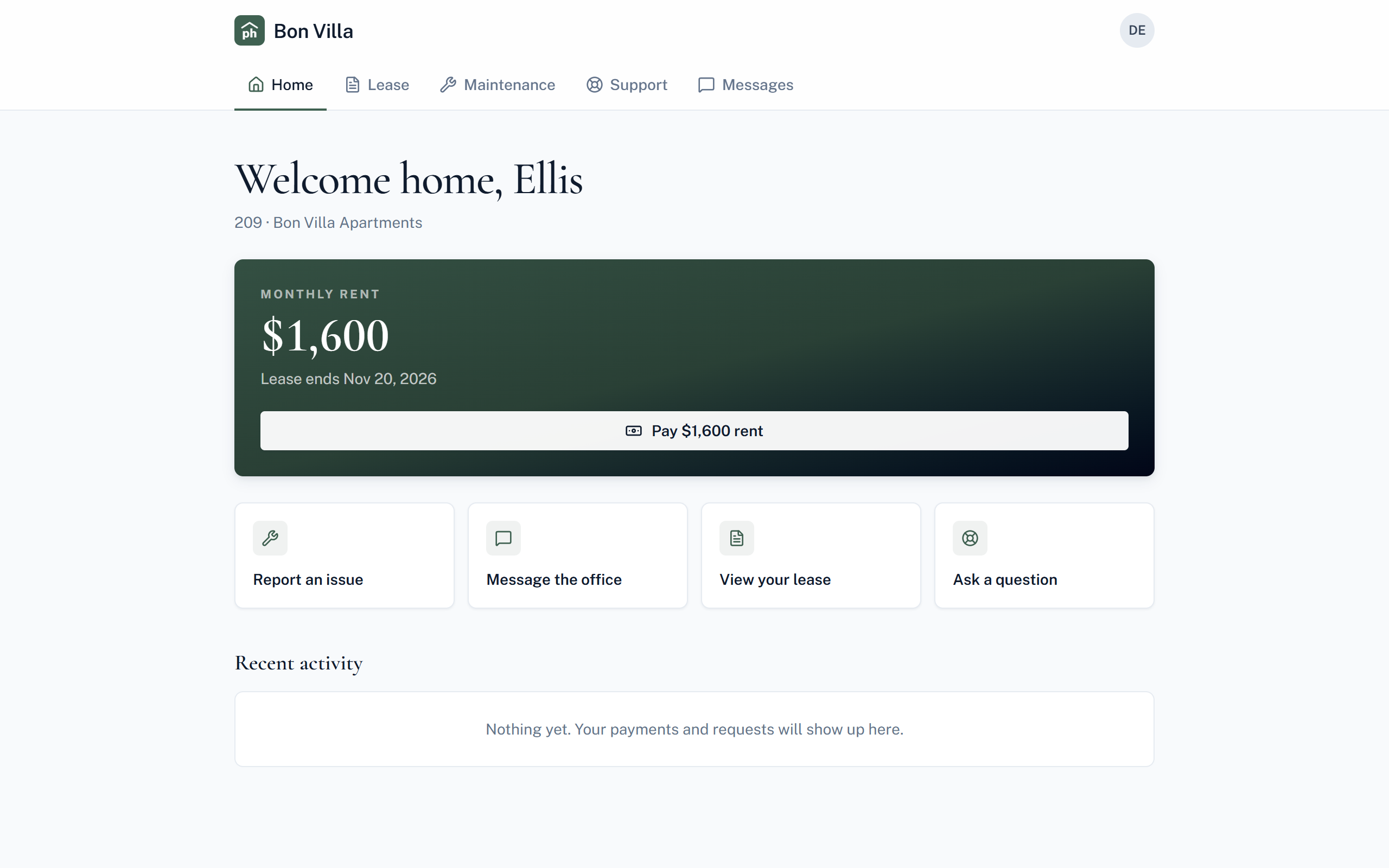 Bon Villa resident portal